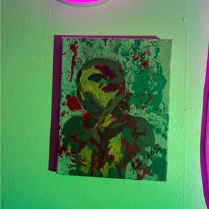 Abstract Green and Red Canvas Art
